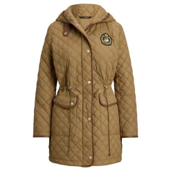 Best Crest Patch Diamond Quilted Coat Women Coats & Jackets