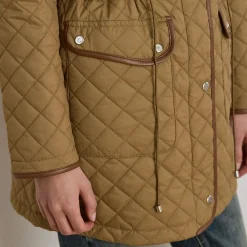 Best Crest Patch Diamond Quilted Coat Women Coats & Jackets