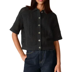 Online Crochet Knit Shirt Women Tops