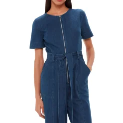 Online Cropped Denim Jumpsuit Women Jumpsuits