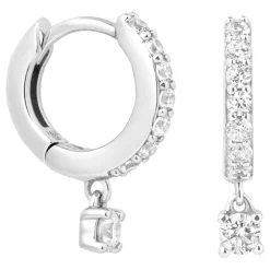 Sale Crystal Charm Rhodium-Plated Huggies Women Earrings