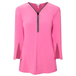 Clearance Crystal Embellished Half-Zip Tunic Women Tops