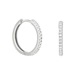 Outlet Crystal Hinge Rhodium-Plated Small Hoops Women Earrings
