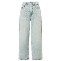 Sale Crystal Stars 90s Cropped Straight Leg Jeans Women Denim