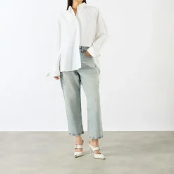 Sale Crystal Stars 90s Cropped Straight Leg Jeans Women Denim