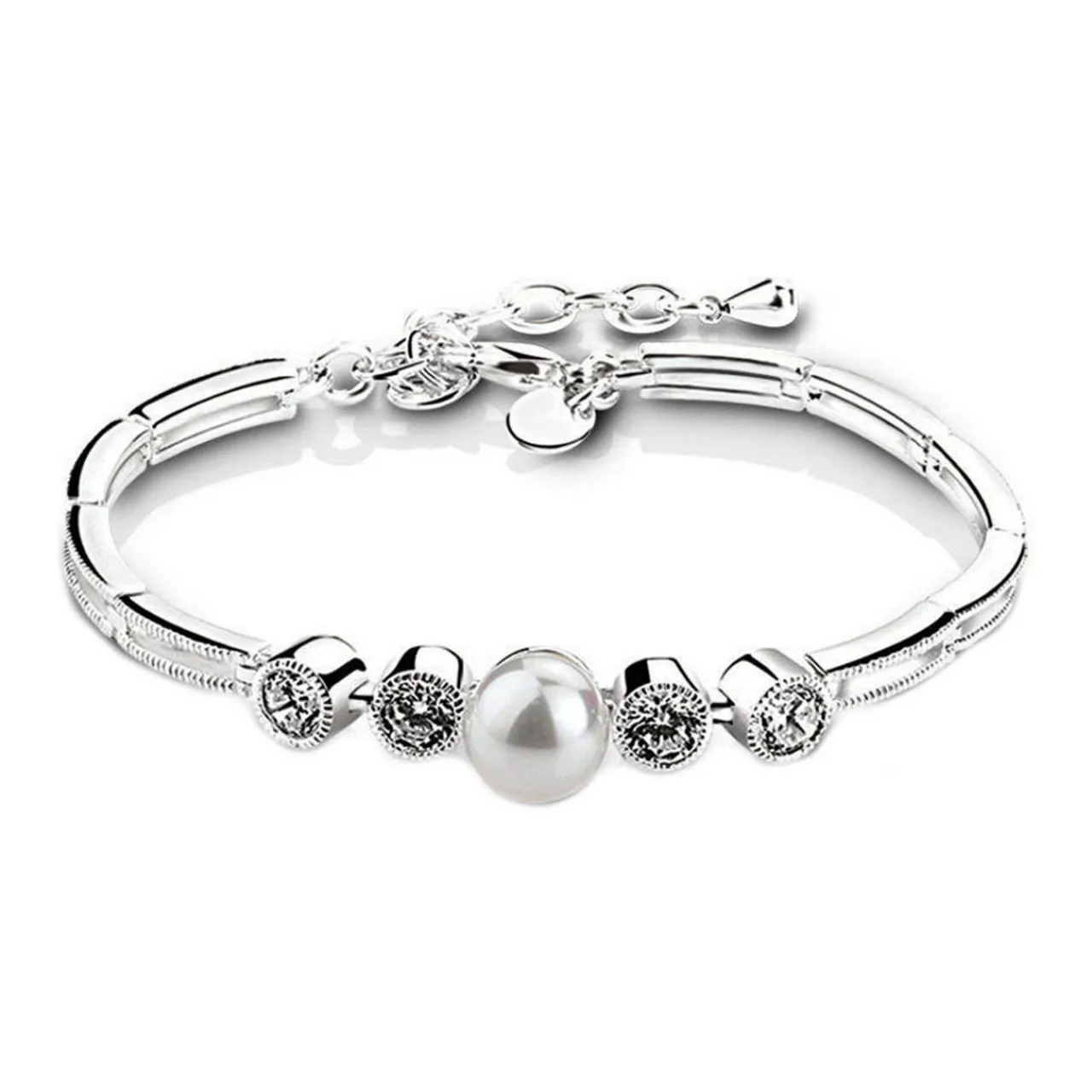 Hot Cubic Zirconia & Faux Pearl Bracelet Women Bracelets