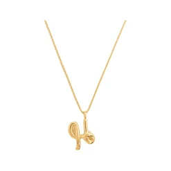 New Curly Molten 18 kt Gold Plated Initial Necklace H Women Necklaces