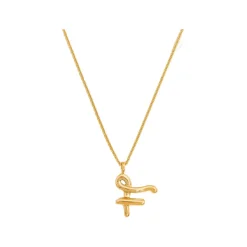 Hot Curly Molten 18 kt Gold Plated Initial Necklace F Women Necklaces