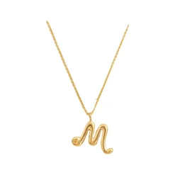 Hot Curly Molten 18 kt Gold Plated Initial Necklace M Women Necklaces