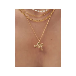 Hot Curly Molten 18 kt Gold Plated Initial Necklace M Women Necklaces