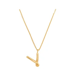 Clearance Curly Molten 18 kt Gold Plated Initial Necklace V Women Necklaces