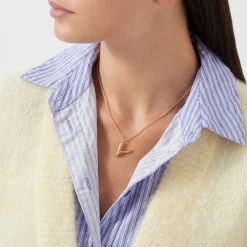 Clearance Curly Molten 18 kt Gold Plated Initial Necklace V Women Necklaces