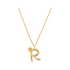Curly Molten 18 kt Gold Plated Initial Necklace R Women Necklaces