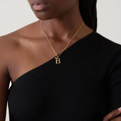 Clearance Curly Molten 18 kt Gold Plated Initial Necklace B Women Necklaces