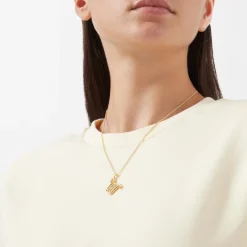 Sale Curly Molten 18 kt Gold Plated Initial Necklace W Women Necklaces