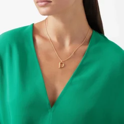 Curly Molten 18 kt Gold Plated Initial Necklace D Women Necklaces