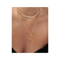 New Curly Molten 18 kt Gold Plated Initial Necklace J Women Necklaces