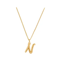 Sale Curly Molten 18 kt Gold Plated Initial Necklace N Women Necklaces