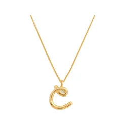Online Curly Molten 18 kt Gold Plated Initial Necklace C Women Necklaces