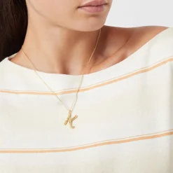 Outlet Curly Molten 18 kt Gold Plated Initial Necklace K Women Necklaces