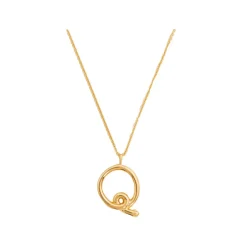 Discount Curly Molten 18 kt Gold Plated Initial Necklace Q Women Necklaces