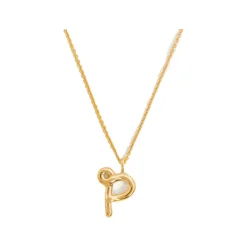 Best Curly Molten 18 kt Gold Plated Initial Necklace P Women Necklaces