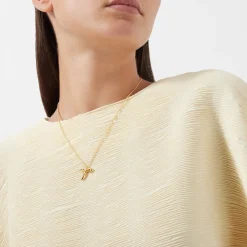 Curly Molten 18 kt Gold Plated Initial Necklace T Women Necklaces