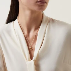 Online Curly Molten 18 kt Gold Plated Initial Necklace E Women Necklaces