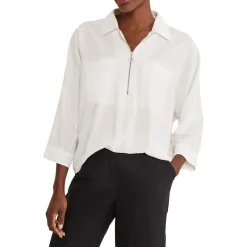 Cynthia Zip Front Shirt Women Tops