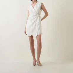 Best Dagania Pinstripe Mini Wrap Dress Women Dresses