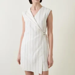Best Dagania Pinstripe Mini Wrap Dress Women Dresses
