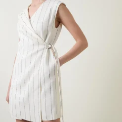 Best Dagania Pinstripe Mini Wrap Dress Women Dresses