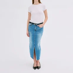Hot Dango Mid-Rise Denim Skirt Women Skirts