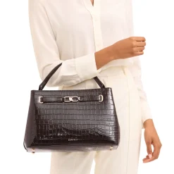 Daniella Large Croc-Embossed Tote Bag Women Top Handle Bags|Tote Bags