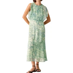 Dashed Brush Marks Pleated Dress Women Dresses