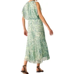 Dashed Brush Marks Pleated Dress Women Dresses