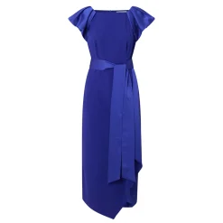 Hot Della Puff-Sleeve Belted Asymmetric Dress Women Dresses