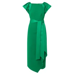 Discount Della Puff-Sleeve Belted Asymmetric Dress Women Dresses