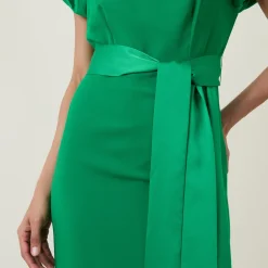 Discount Della Puff-Sleeve Belted Asymmetric Dress Women Dresses