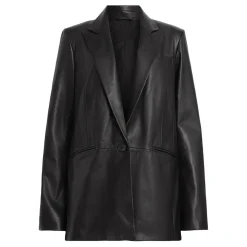New Deri Single-Breasted Leather Blazer Women Coats & Jackets