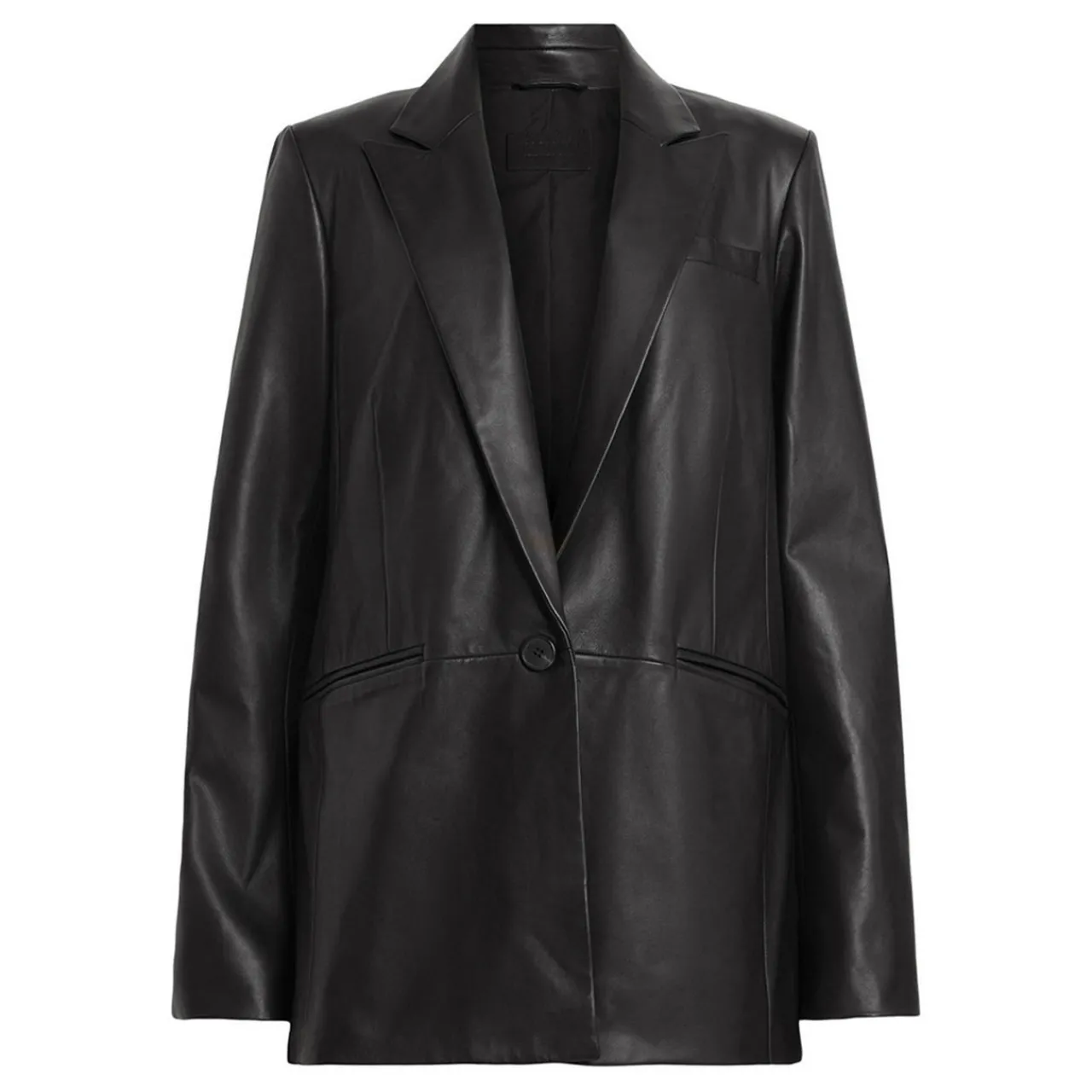 New Deri Single-Breasted Leather Blazer Women Coats & Jackets