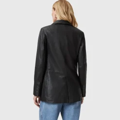 New Deri Single-Breasted Leather Blazer Women Coats & Jackets