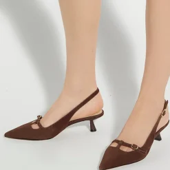 Online Deserving Pointed Toe Slingback Kitten Heels Women Heels