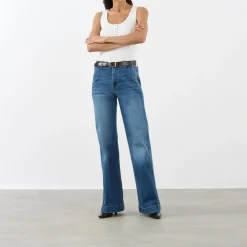 Online Dojo Modern Flared Leg Jeans Women Denim