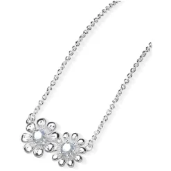 Sale Double Flower Crystal Embellished Necklace Women Necklaces