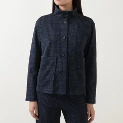 Outlet Double Pocket Check Jacket Women Coats & Jackets