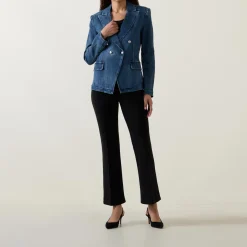 Online Double-Breasted Denim Blazer Women Coats & Jackets