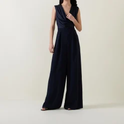 New Draped Wide Leg Jumpsuit Women Jumpsuits