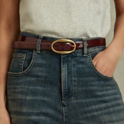 Outlet Drew Patent Leather Oval Buckle Belt Women Belts