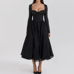 Hot Duchess Lace Corset, Flared Skirt & Bolero Set Women Dresses|Skirts
